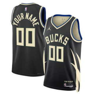 Men's Milwaukee Bucks Nike Black Swingman Statement Edition Custom Jersey