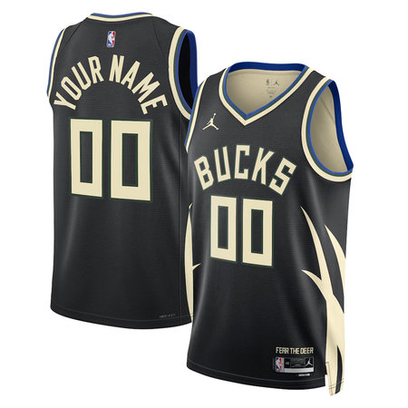 Men's Milwaukee Bucks Nike Black Swingman Statement Edition Custom Jersey