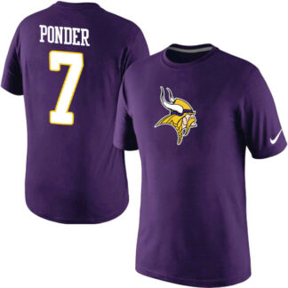 Men Nike Minnesota Vikings 7 Christian Ponder Name x26 Number T-Shirt Purple