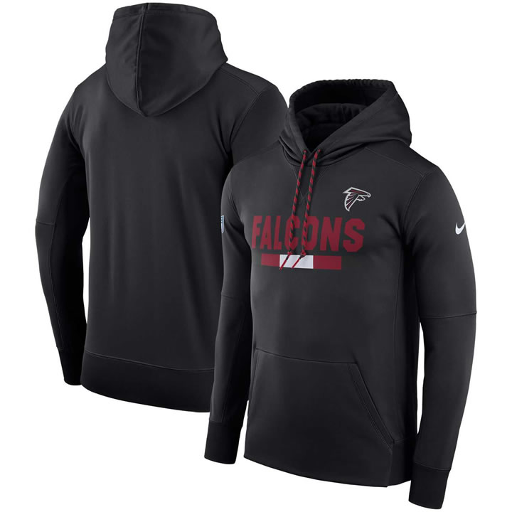 Men's Nike Atlanta Falcons Nike Black Sideline Team Name Performance Pullover Hoodie FengYun
