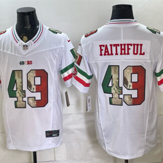 Men's San Francisco 49ers #49 Faithful White 2025 F.U.S.E. Mexico Vapor Limited Stitched Football Jersey