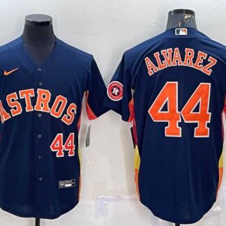 Men's Houston Astros #44 Yordan Alvarez Number Navy Blue With Patch Stitched MLB Cool Base Nike Jersey
