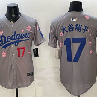 Men's Los Angeles Dodgers #17 大谷翔平 Grey 2025 Tokyo Series Limited Stitched Baseball Jersey