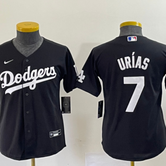 Youth Los Angeles Dodgers #7 Julio Urias Black Turn Back The Clock Stitched Cool Base Jersey