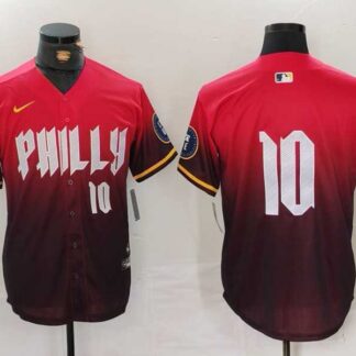 Mens Philadelphia Phillies #10 JT Realmuto Red 2024 City Connect Limited Stitched Jersey