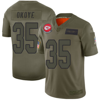 Nike Kansas City Chiefs #35 Christian Okoye Camo Men’s Stitched NFL Limited 2019 Salute To Service Jersey