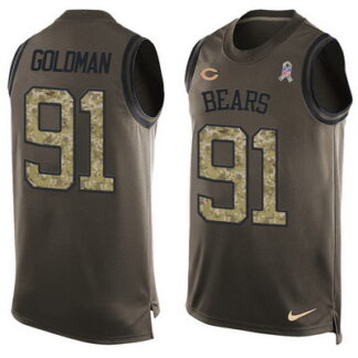 Men's Chicago Bears #91 Eddie Goldman Green Salute to Service Hot Pressing Player Name & Number Nike NFL Tank Top J...