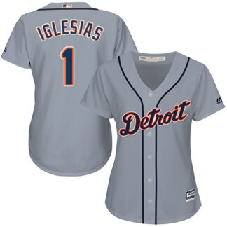 Detroit Tigers #1 Jose Iglesias Grey Road Women’s Stitched MLB Jersey