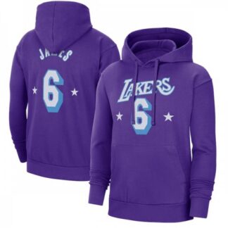 Men's Los Angeles Lakers #6 LeBron James Purple Pullover Hoodie KWZP
