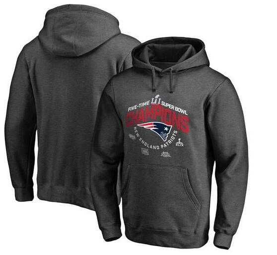 Men's New England Patriots Pro Line by Fanatics Branded Big & Tall 5 Time Super Bowl Champions Pullover Hoodie Heat...