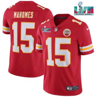 Men & Women & Youth Kansas City Chiefs #15 Patrick Mahomes Red Super Bowl LVII Patch Vapor Untouchable Limited Stit...