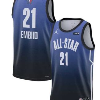 Men's 2023 All-Star #21 Joel Embiid Blue Game Swingman Stitched Basketball Jersey Dzhi