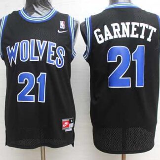 Nike Timberwolves 21 Kevin Garnett Black Swingman Stitched NBA Jersey