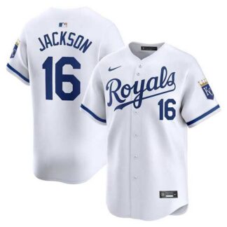 Men's Kansas City Royals #16 Bo Jackson White 2024 Home Limited Stitched Jersey Dzhi