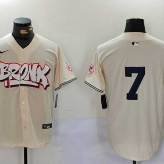 Men's New York Yankees #7 Mickey Mantle Cream Limited Stitched Baseball Jersey1