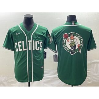 Men's Boston Celtics Green Team Big Logo With Patch Stitched Baseball Jersey TUQF