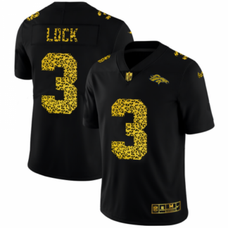 Denver Broncos #3 Drew Lock Men’s Nike Leopard Print Fashion Vapor Limited NFL Jersey Black