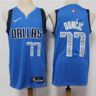 Men's Dallas Mavericks #77 Luka Doncic 75th Anniversary Diamond Blue 2021 Stitched Jersey