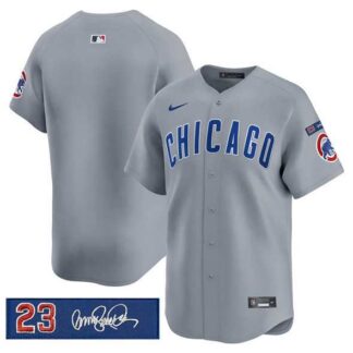 Men's Chicago Cubs Blank Gray 'Ryne Sandberg Tribute' Vapor Limited V3 Stitched Jersey Dzhi