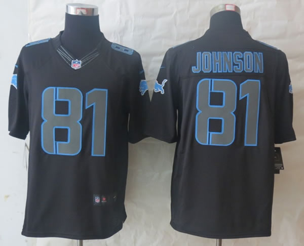 Nike Limited Detroit Lions #81 Johnson Impact Black Jerseys