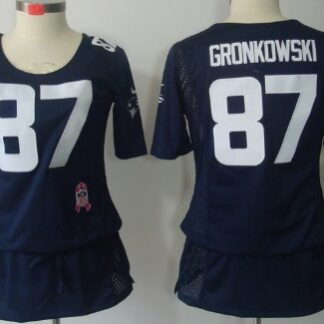 Nike New England Patriots #87 Rob Gronkowski Breast Cancer Awareness Navy Blue Womens Jersey