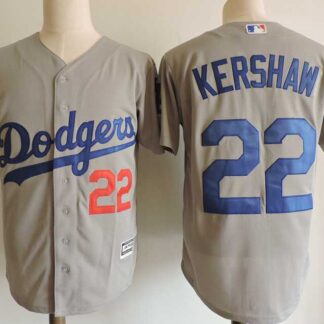 Los Angeles Dodgers #22 Clayton Kershaw Gray Cool Base Stitched MLB Jerseys Dzhi