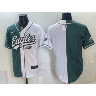 Men's Philadelphia Eagles Green Split Cool Base Stitched Baseball Jersey C24F