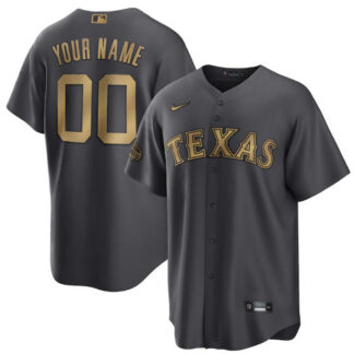 Men's Texas Rangers Active Player Custom Charcoal 2022 All-Star Cool Base Stitched Baseball Jersey