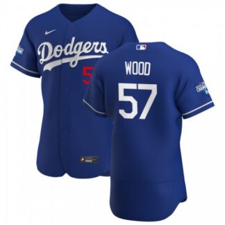 Los Angeles Dodgers #57 Alex Wood Men’s Nike Royal Alternate 2020 World Series Champions Authentic Player MLB Jersey