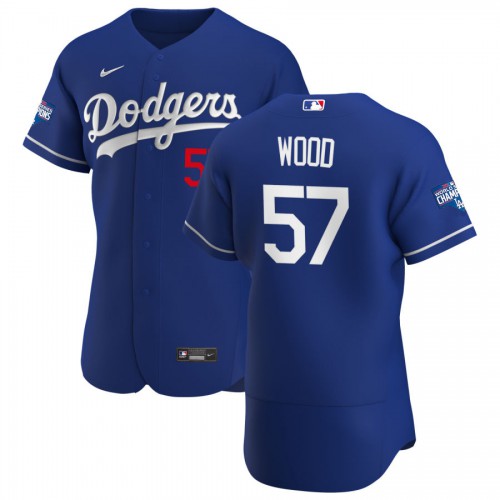 Los Angeles Dodgers #57 Alex Wood Men’s Nike Royal Alternate 2020 World Series Champions Authentic Player MLB Jersey