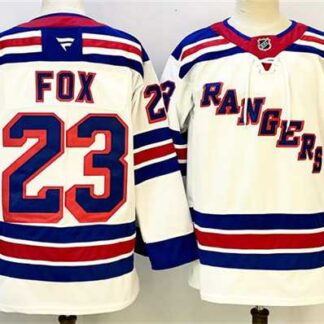 Men's New York Rangers #23 Adam Fox White 2024-25 Away Stitched Hockey Jersey