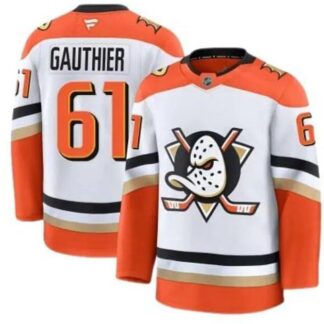 Men'S Anaheim Ducks #61 Cutter Gauthier Fanatics Branded Away White Premium Stitched Jersey