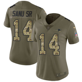 Nike New England Patriots #14 Mohamed Sanu Sr Olive/Camo Women’s Stitched NFL Limited 2017 Salute to Service Jersey