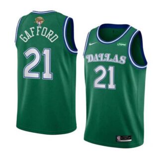 Men's Dallas Mavericks #21 Daniel Gafford Green 2024 Finals Classic Edition Stitched Basketball Jersey Dzhi