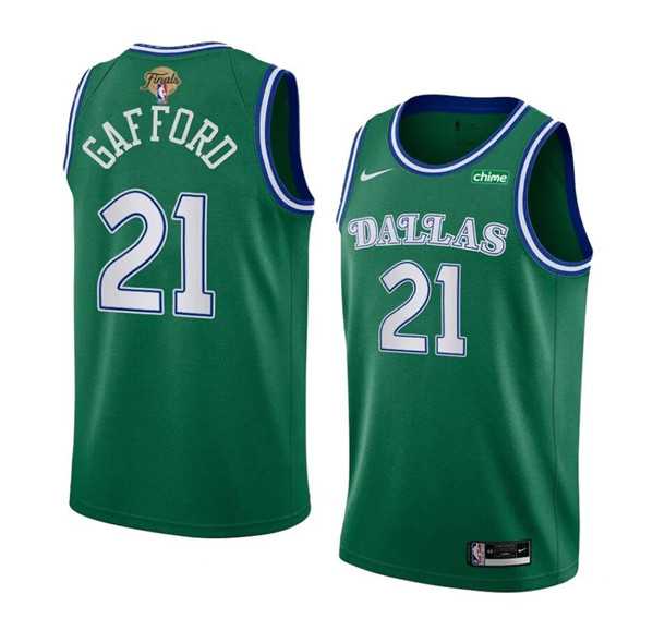 Men's Dallas Mavericks #21 Daniel Gafford Green 2024 Finals Classic Edition Stitched Basketball Jersey Dzhi
