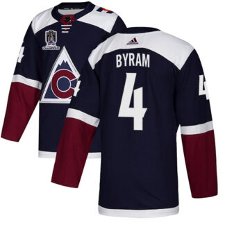Adidas Colorado Avalanche #4 Bowen Byram Navy Youth 2022 Stanley Cup Champions Alternate Authentic Stitched NHL Jer...