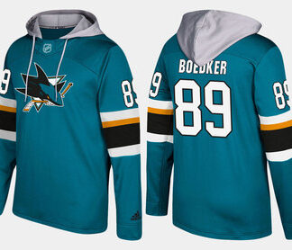 Adidas San Jose Sharks 89 Mikkel Boedker Name And Number Teal Hoodie