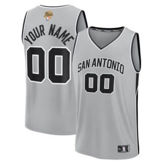 Men's San Antonio Spurs Silver 2026 NBA Finals Patch Fast Break Statement Edition Custom Jersey