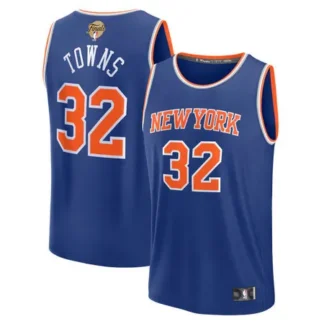 Women's New York Knicks #32 Karl-Anthony Towns Blue 2026 NBA Finals Patch Fast Break Icon Edition Replica Jersey