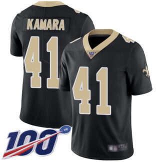 Nike New Orleans Saints #41 Alvin Kamara Black Team Color Men’s Stitched NFL 100th Season Vapor Limited Jersey