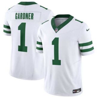 Men's New York Jets #1 Ahmad Sauce Gardner White 2023 F.U.S.E. Vapor Limited Throwback Stitched Football Jersey