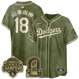 Youth Los Angeles Dodgers #18 Yoshinobu Yamamoto Olive New Era 2026 Armed Forces Day Jersey NJLR