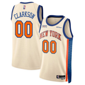 Women's New York Knicks #00 Jordan Clarkson Cream Stitched Basketball Jersey