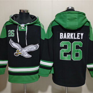 Men's Philadelphia Eagles #26 Saquon Barkley Black Ageless Must-Have Lace-Up Pullover Hoodie