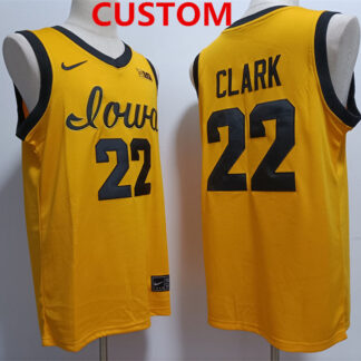 Men's Iowa Hawkeyes Custom Yellow Stitched Jersey