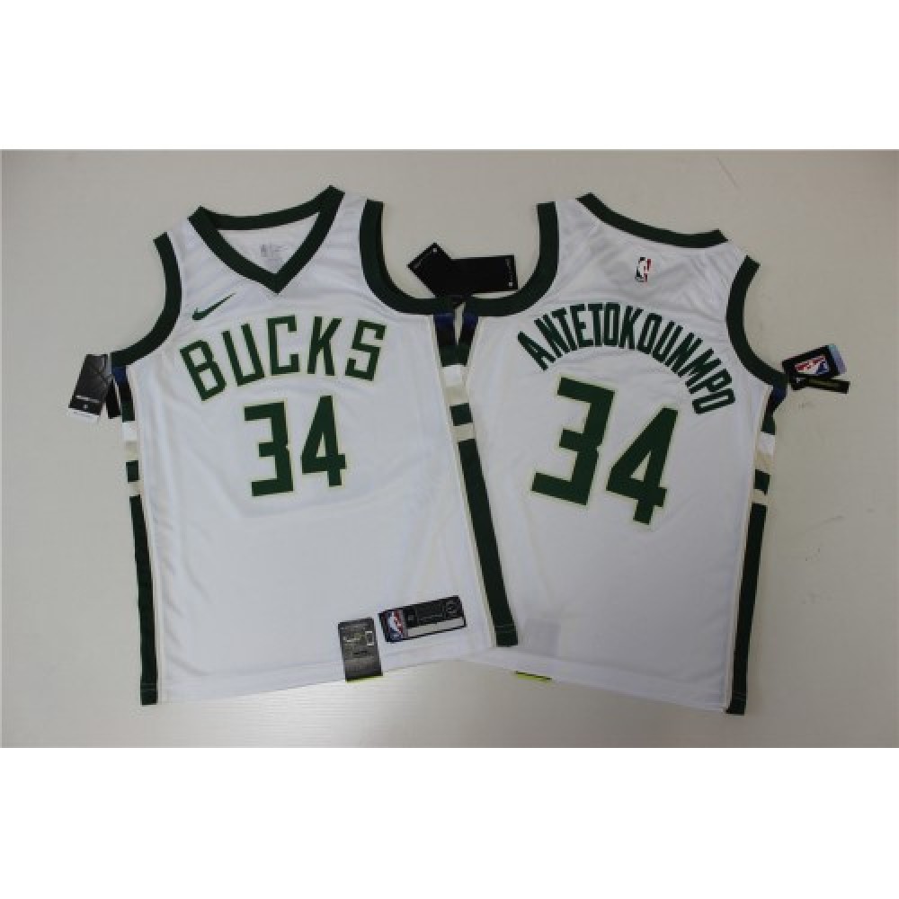 Men's Milwaukee Bucks Giannis Antetokounmpo #34 White Swingman Jersey - Association Edition - Image 2