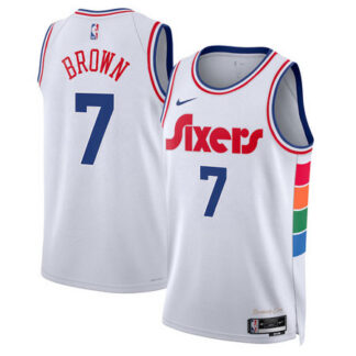 Youth Philadelphia 76ers #7 Jaylen Brown White Swingman City Edition Jersey