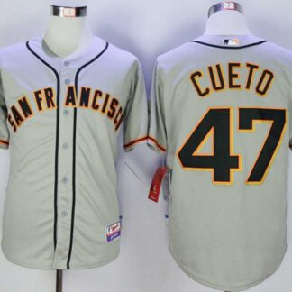 Men's San Francisco Giants #47 Johnny Cueto Grey Cool Base Jersey