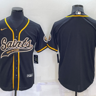 Men's New Orleans Saints Blank Black Stitched Cool Base Nike Baseball Jersey